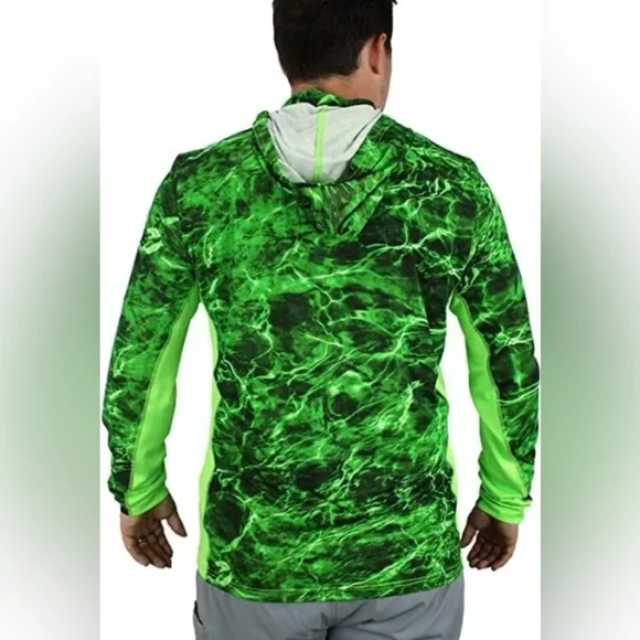 Mossy Oak Elements Performance Fishing Sun Hoodie (Morey Green) Mens S - Picture 4 of 7
